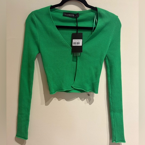 Lioness Vineyard Cardigan Ribbed Green Size 2 NWT - Picture 7 of 10